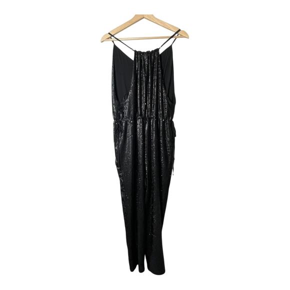 Free People Sequin Jumpsuit Black Size Medium All Over Pantsuit Sparkly V-Neck - Picture 3 of 7